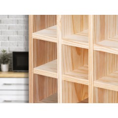 Portabottiglie 9 Vani per Libreria KUBIK in Pino Massiccio Grezzo 32,7x29,5x32,7 cm Unionwood