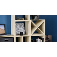 Divisorio Diagonale per Libreria KUBIK in Pino Massiccio Grezzo 32,8x29x32,5 cm Unionwood