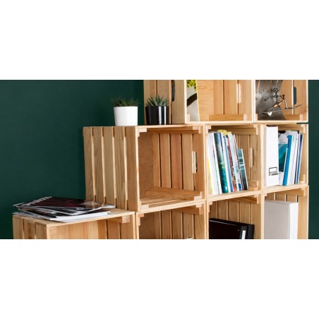 Cassetta CREABOX in Pino Massiccio Grezzo 35x35x35 cm Unionwood