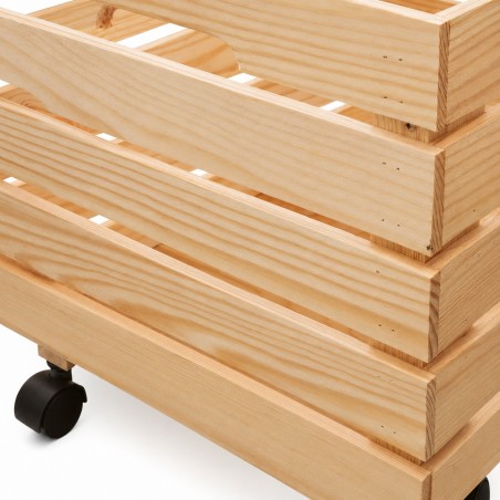 Cassetta CREABOX in Pino Massiccio Grezzo con Ruote 50x35x35 cm Unionwood