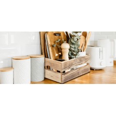 Cassetta in Pino Massiccio Grezzo Effetto Fiammato 40x30x14 cm Unionwood