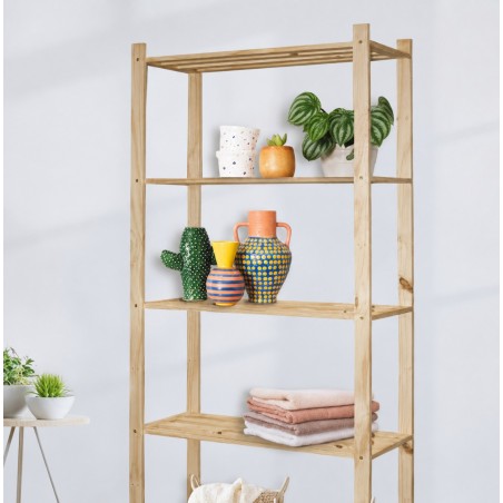 Scaffale in Pino Massiccio Grezzo 5 Ripiani a Doghe 70x30x170 cm Unionwood