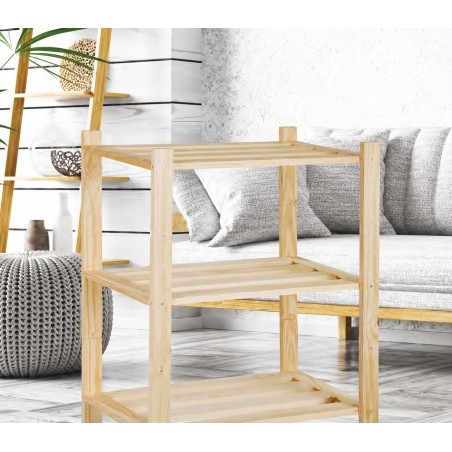 Scaffale in Pino Massiccio Grezzo 3 Ripiani a Doghe 75x40x94 cm Unionwood