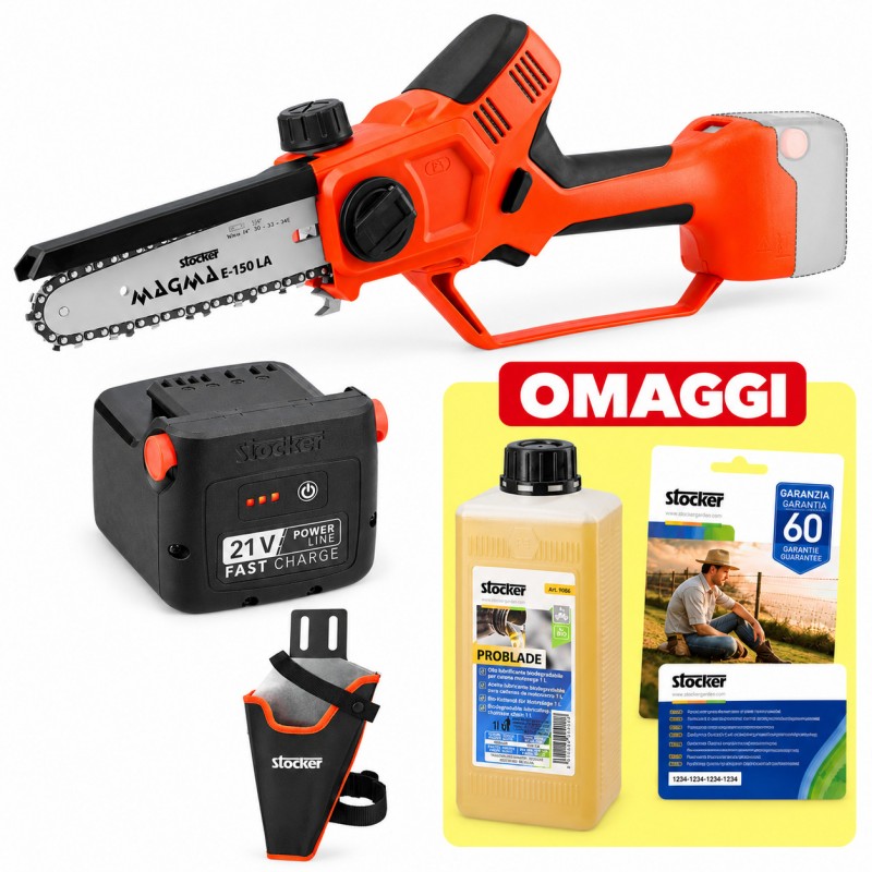 PROMO Stocker Kit Motosega Magma E-150 LA + Fodero + Batteria 2,6 Ah