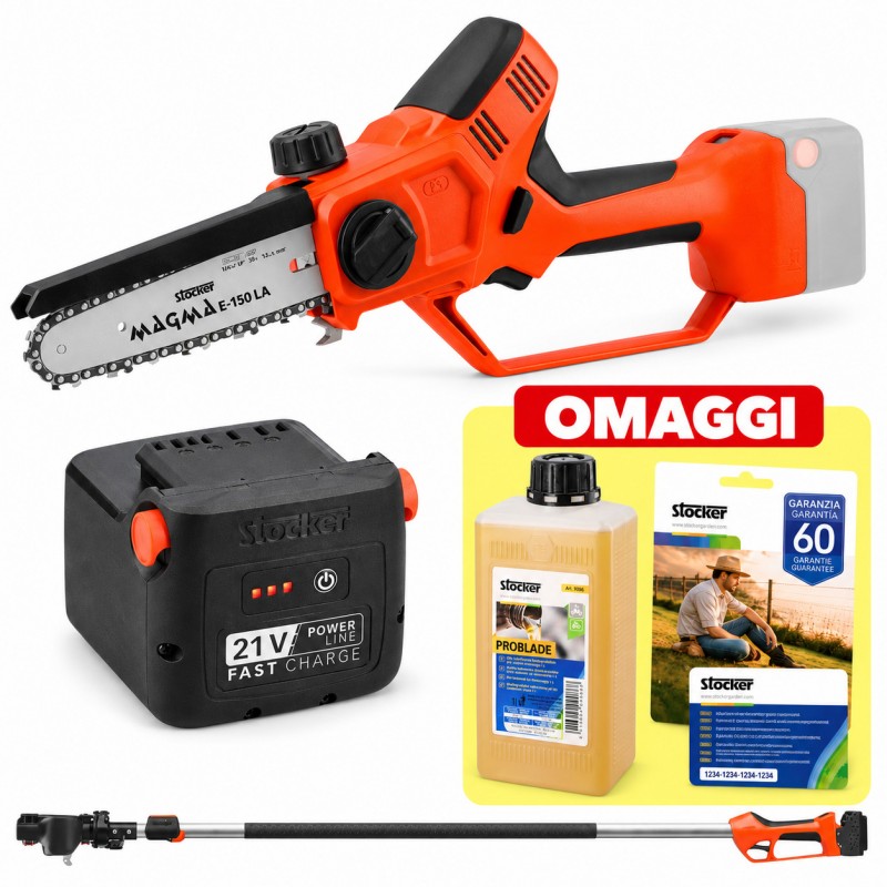 PROMO Stocker Kit Motosega Magma E-150 LA + Manico + Batteria 2,6 Ah