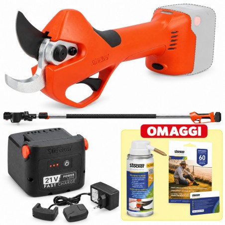 PROMO Stocker Kit Forbice Magma E-40 Tp + Manico  + Batteria 2,6 Ah 21V + Caricabatterie