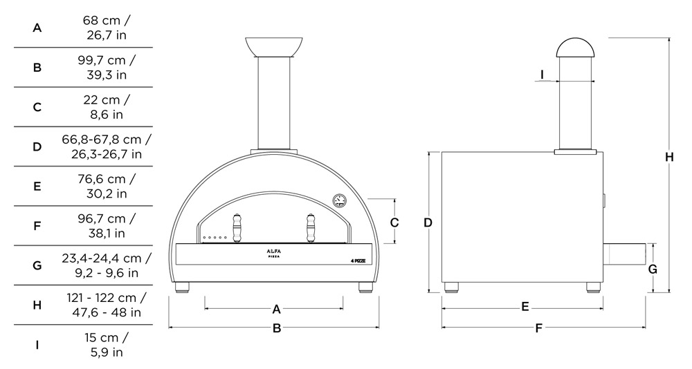 Alfapizza Forno per Pizza 4 PIZZE colore Grigio a Legna
