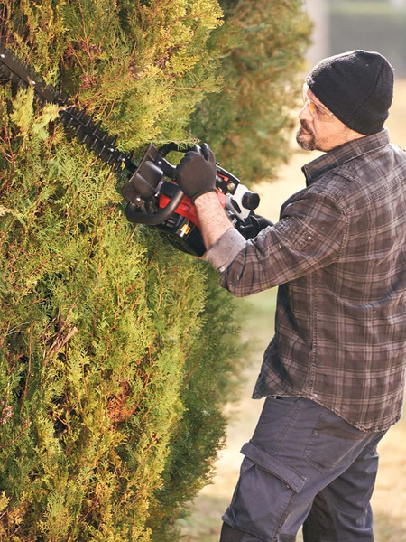 Hedge trimming with the Blue Bird range.