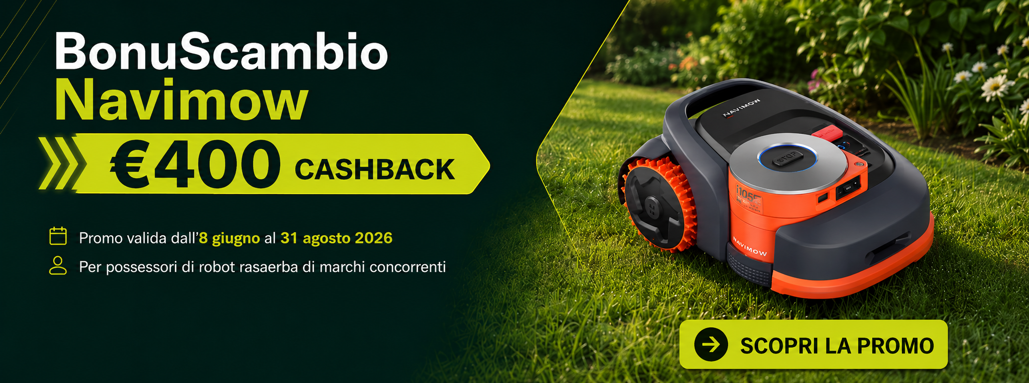 BonuScambio Navimow - Cashback 400 euro sulla Serie H2